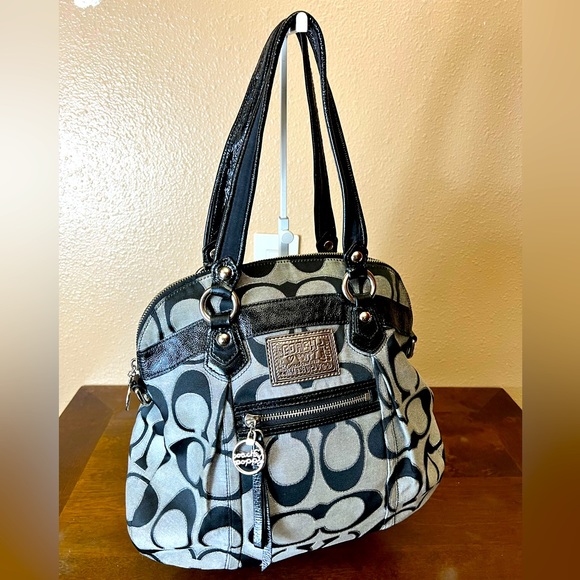COACH💥Vintage~Rare~SOLD OUT💥Signature Black/Gray Poppy Tote - Picture 1 of 13